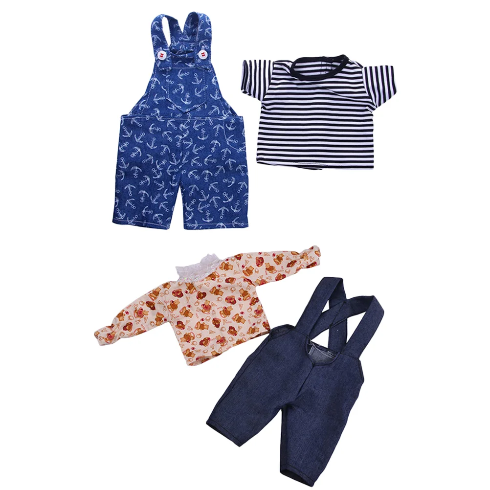 

2 Sets of Lovely Doll Clothes Exquisite Overalls for Doll Toys Reusable Doll Costume Props