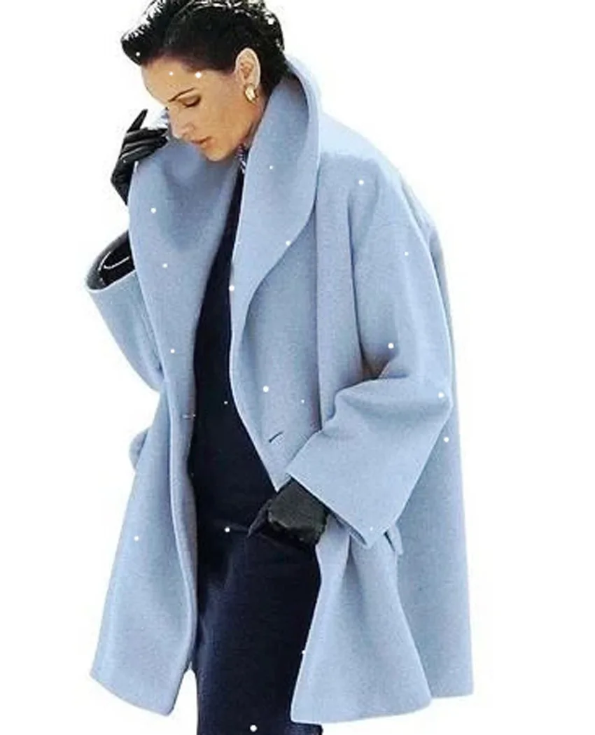 

Женское теплое Свободное пальто, однотонное пальто с высоким воротником, шерстяное пальто на осень и зиму, Женская куртка