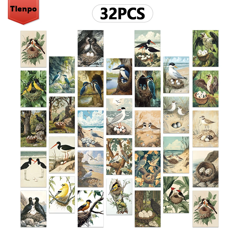 

32 шт. Винтажные открытки с птичьим гнездом и яйцом