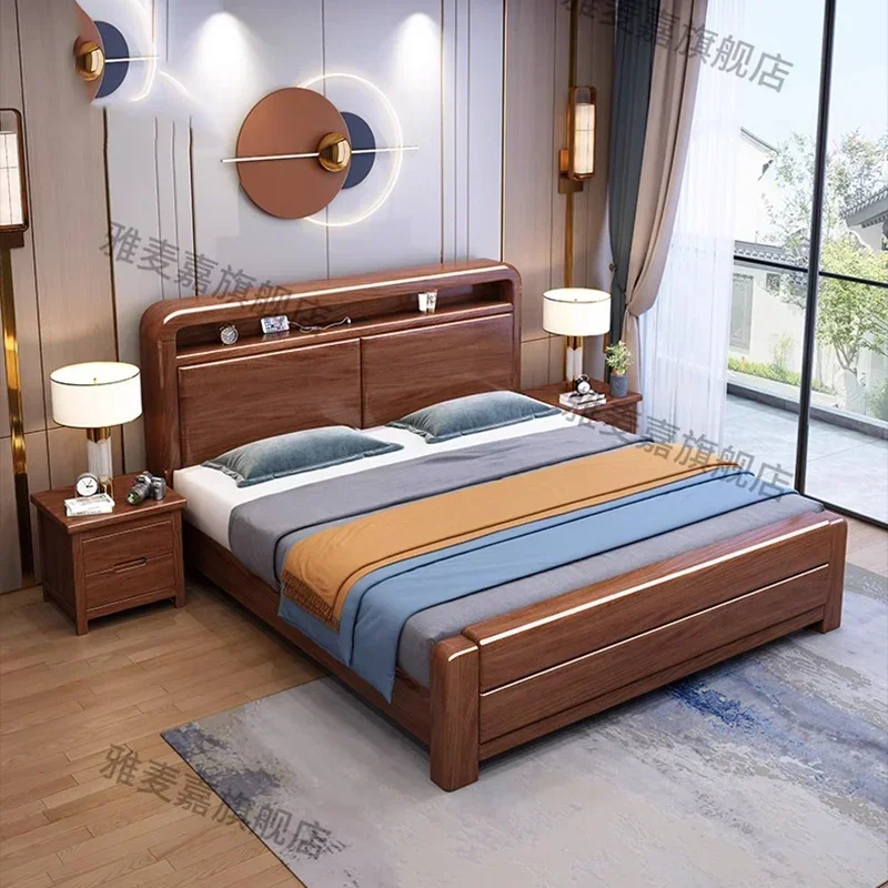 Деревянная кровать для хранения роскошная двуспальная современная дизайнерская