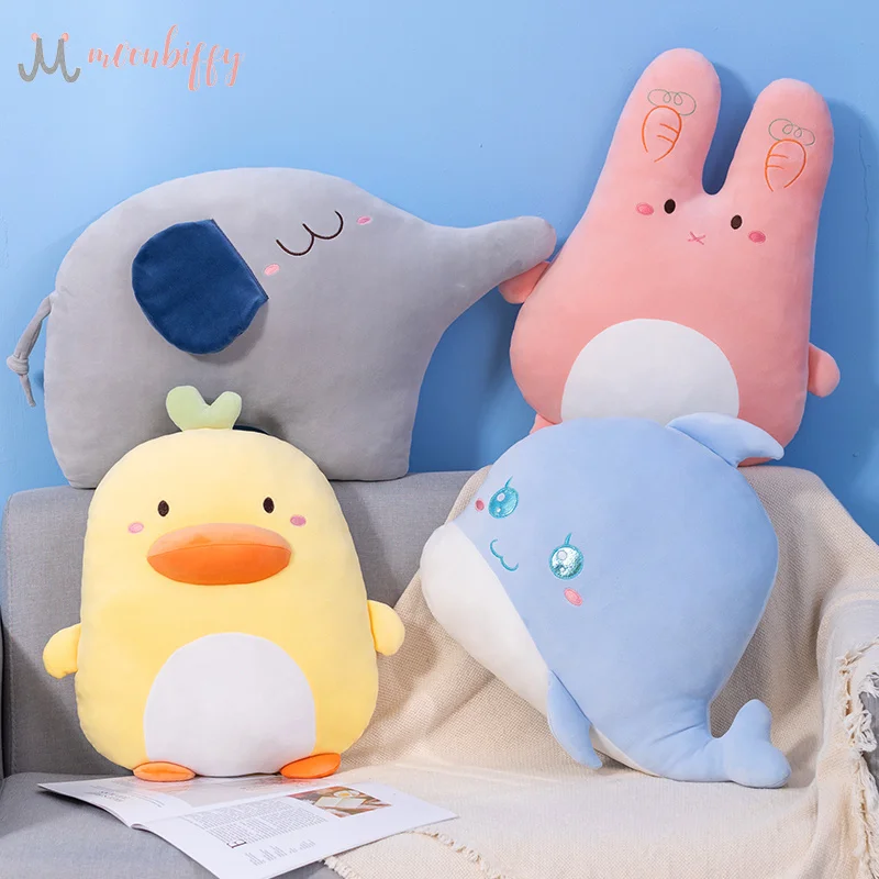 

45cm Soft Animal Cartoon Pillow Whale Elephant Stuffed Doll Little Yellow Duck Cushion Room Decor Kids Birthyday Gift