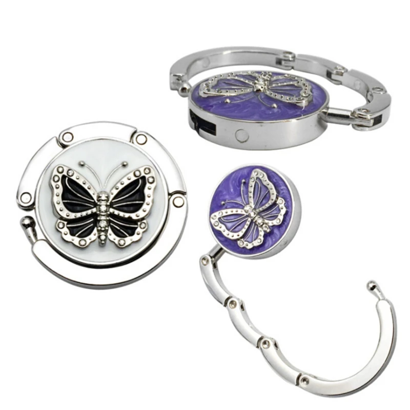

Originality Lovely Color Butterfly Design Handbag Folding Bag Purse Hook Hanger Holder for gift Beetle Lock Bling