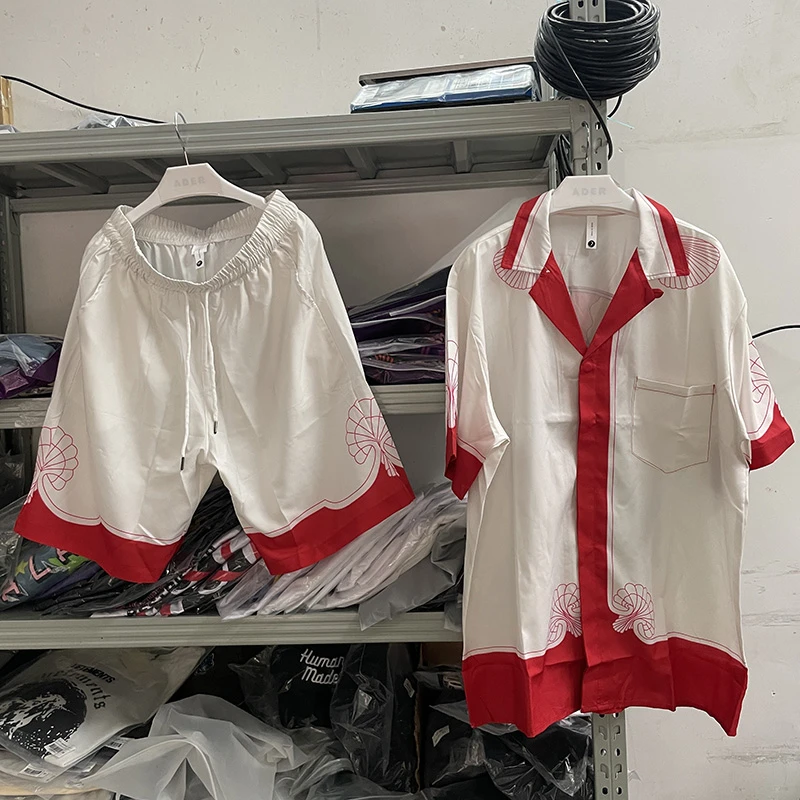 

New Casablanca Red Print Beach Scenery Shirt Men Women Top Version Hawaiian Shirts Tee