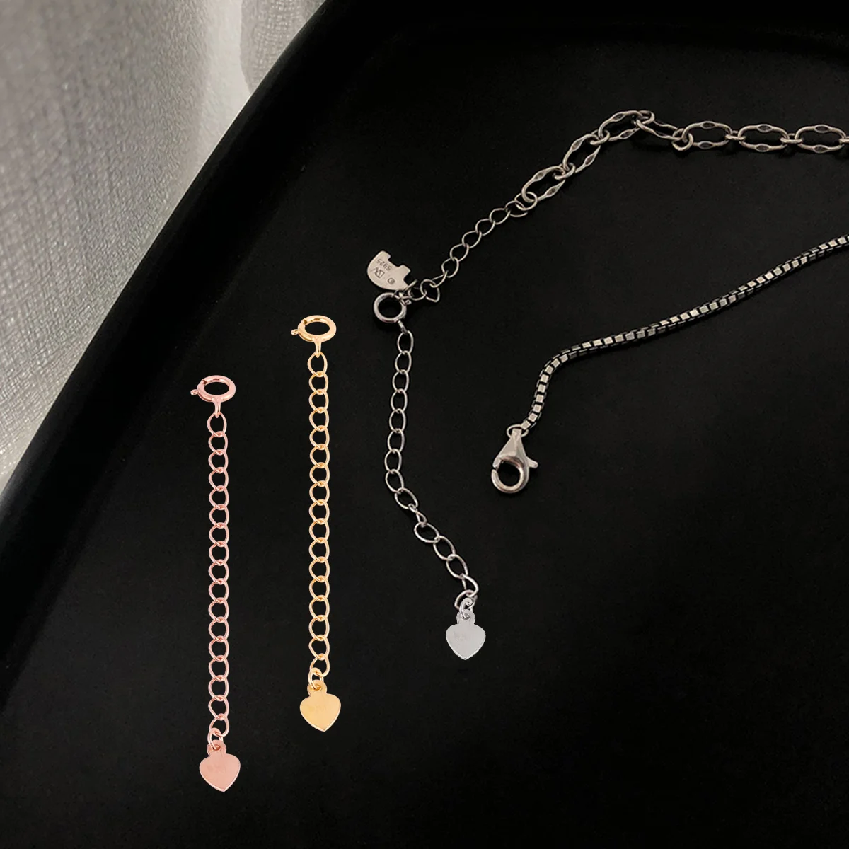 

Rose Gold Necklaces Women Sterling Silver Bracelet Extender Clavicle Chain Miss