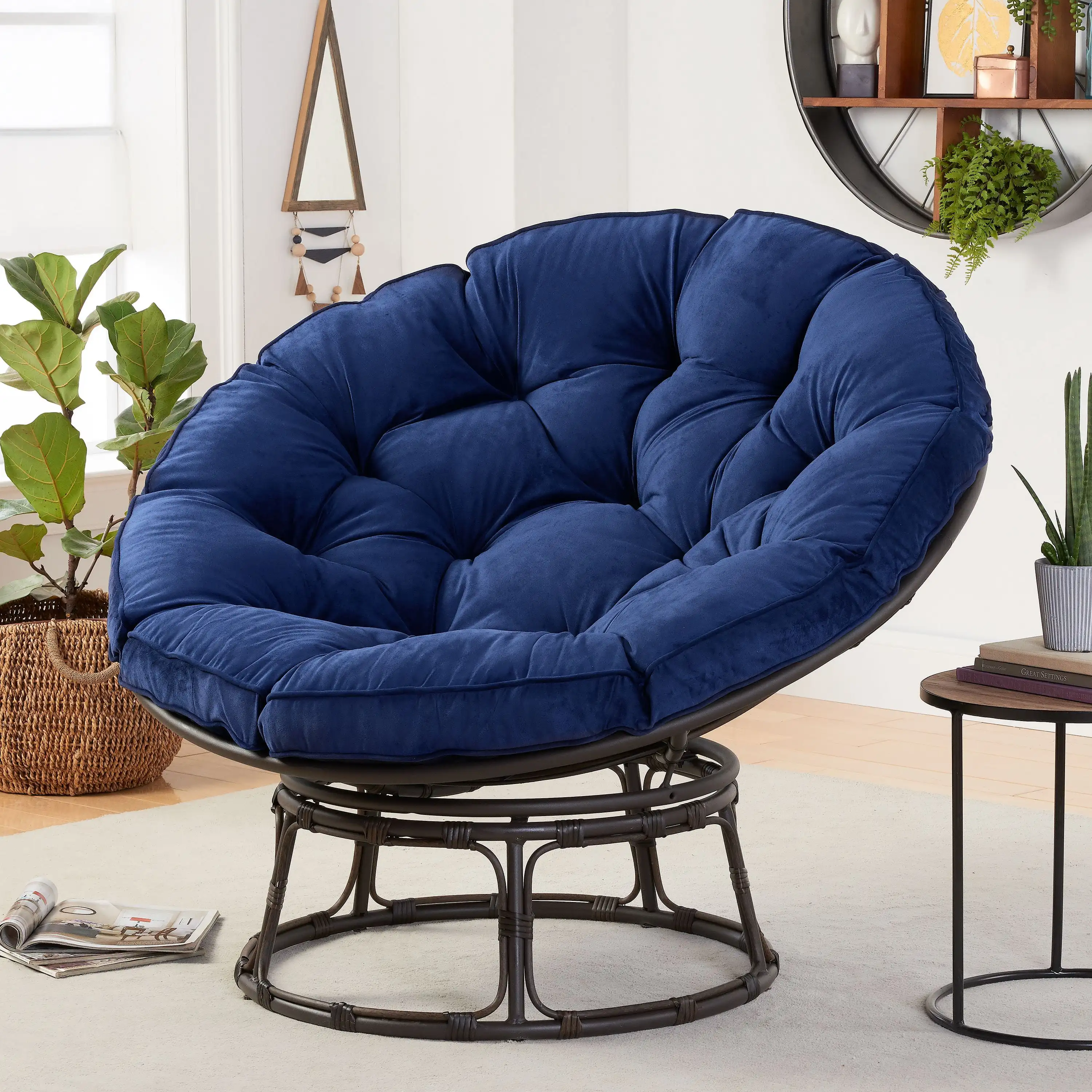 

Papasan Chair, Polyester, Blue Sofas for Living Room Couch Lounge Chair