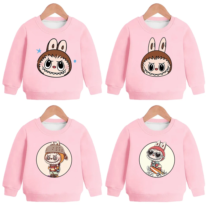 Детская толстовка с капюшоном Labubus для девочек и мальчиков зимние теплые