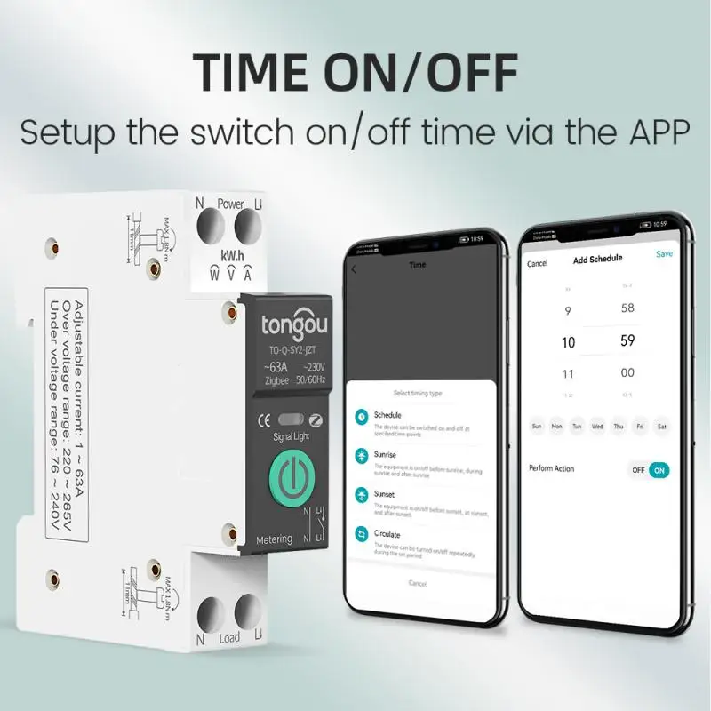 

TUYA WIFI Smart Circuit Breaker With Metering 63A Wireless Remote Control Switch By APP Voltage Kwh Meter Time Relay Loop Timing