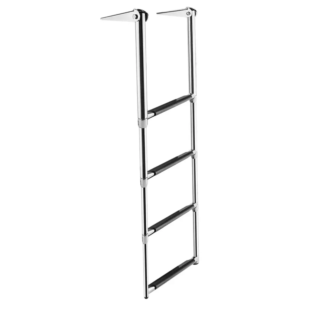 4 Step Telescoping Boat Ladder Swim Step for Pontoon Fishing Boat Swimming Pool, 304 Stainless Steel