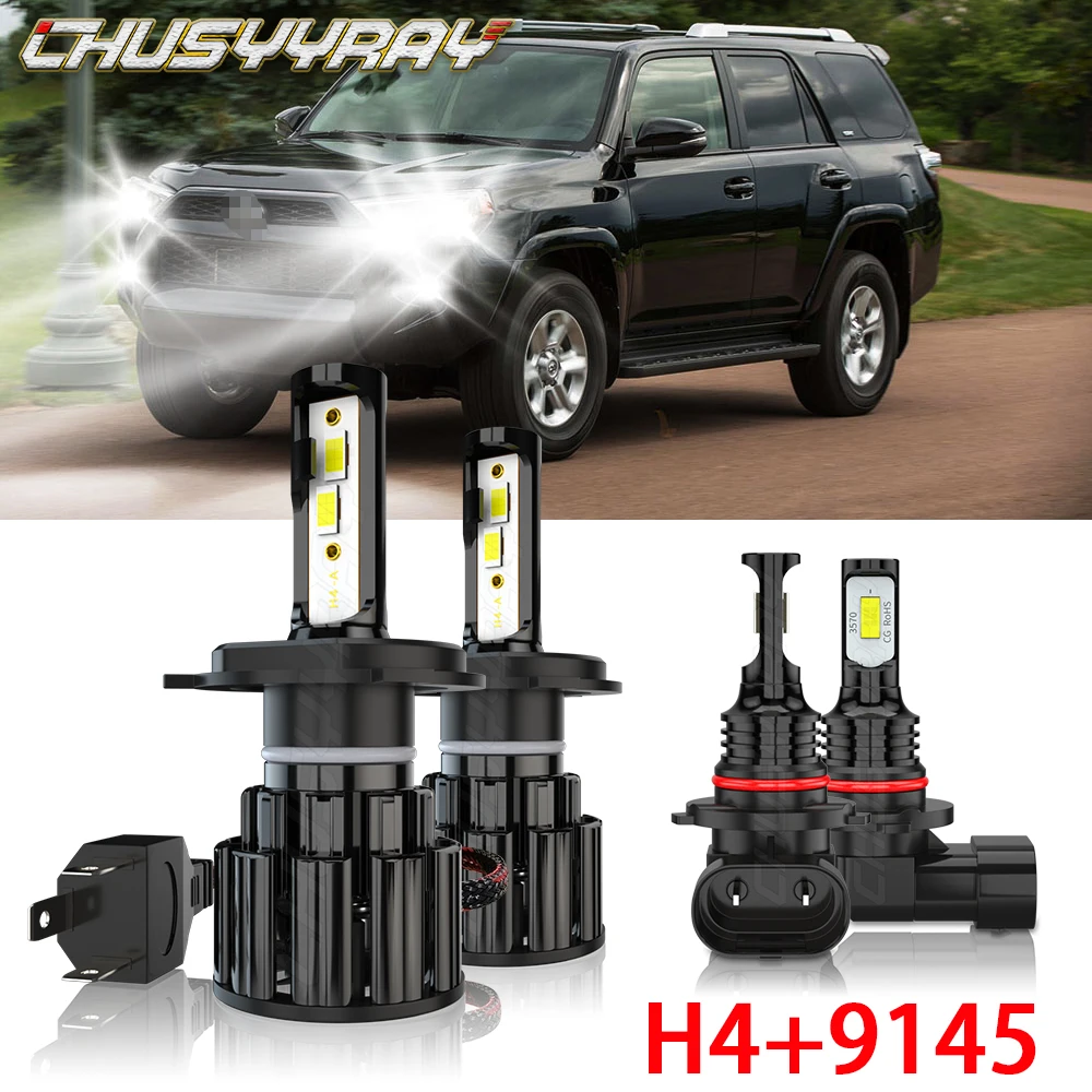 

CHUSYYRAY Compatible For Toyota Tacoma 2005-2011 - Led 4x 6000K H4 Headlight bulb & 9145 Fog Light bulbs