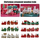 Рождественский деревянный поезд, Рождественское украшение, подвески в виде Санта-Клауса, подарки, Новогоднее украшение, игрушки ручной работы