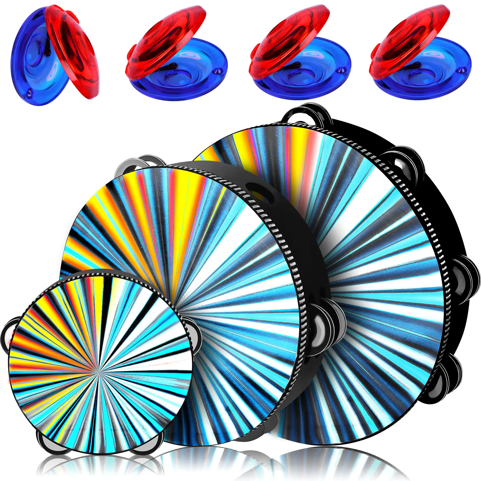 

7 PCS Radiant Tambourine Castanets Tambourines for Adults Church Tamborines Musi
