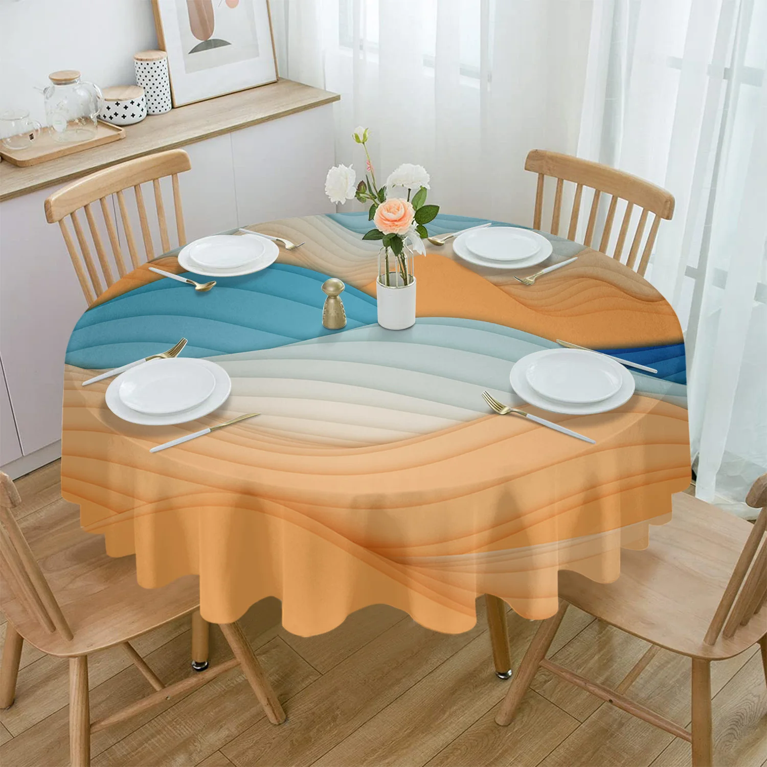 

Водостойкая скатерть с градиентной линией, Горный пейзаж, абстрактная, для свадьбы, дома, кухни, столовой, Обложка для круглого стола