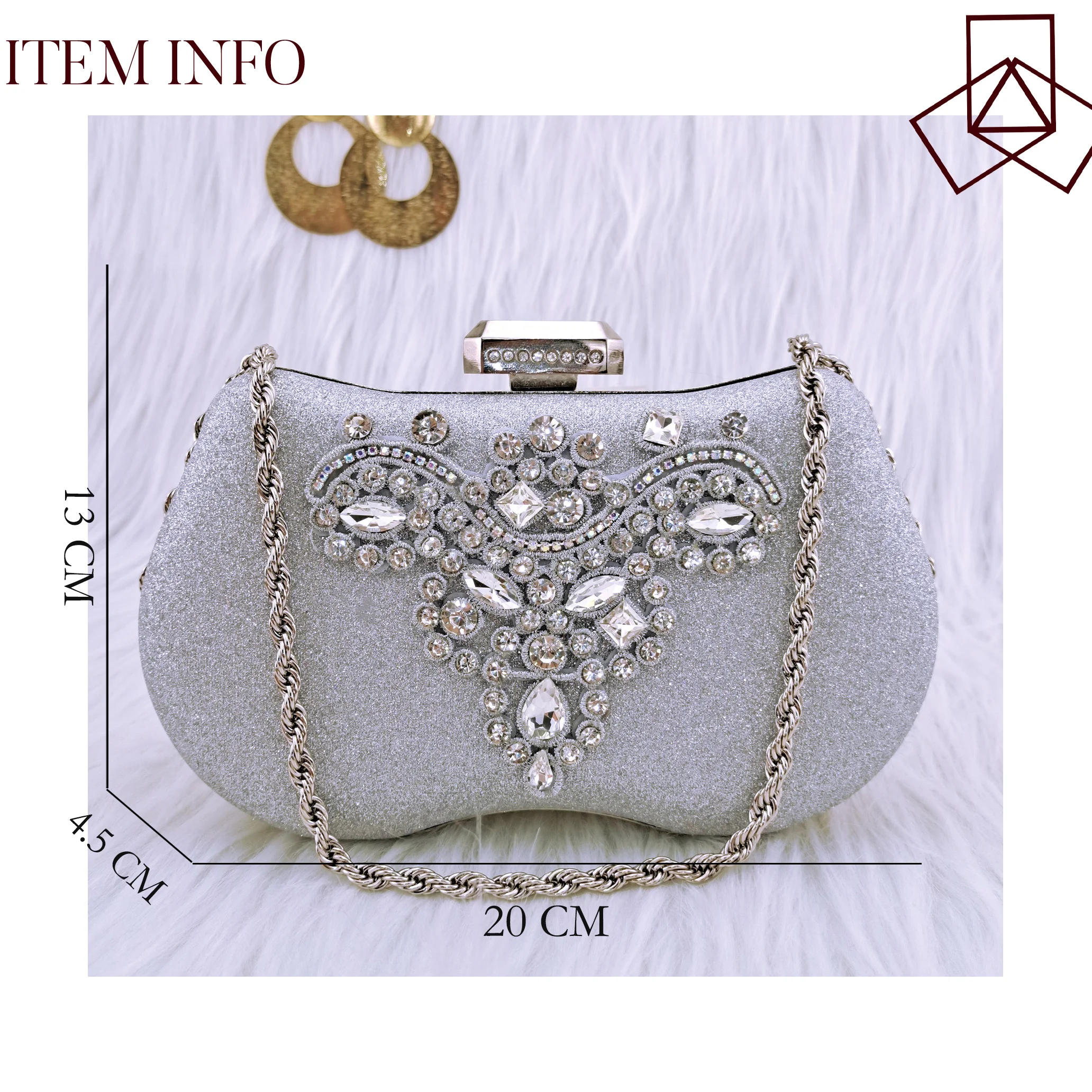 2022 New Fashion Bright Silver Glitter Fabric With Color Rhinestone Decoration Comfortable To Wear Party Ladies Shoes And Bag