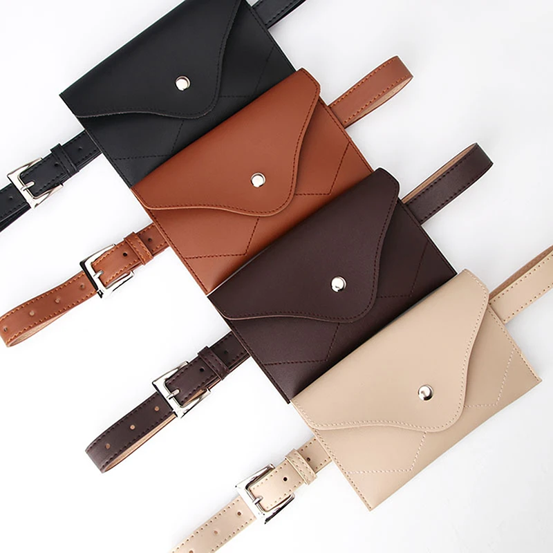 

New Waist Bag PU Leather Fanny Pack Femal Belt Phone Pouch Small Chest Pack Bags Vintage Women Belt Messenger Bags