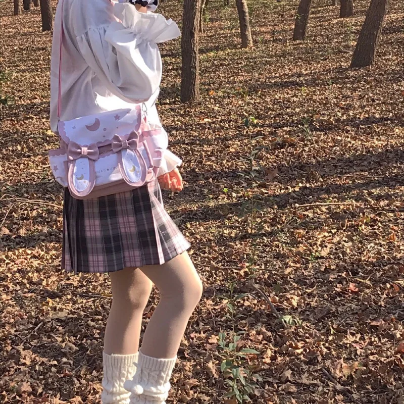 

Jk Lolita Sweet Crossbody Bag Kawaii Cartoon Print Bow Rabbit Ear Shoulder Bag Japanese Style Cute Party New Lady Handbag