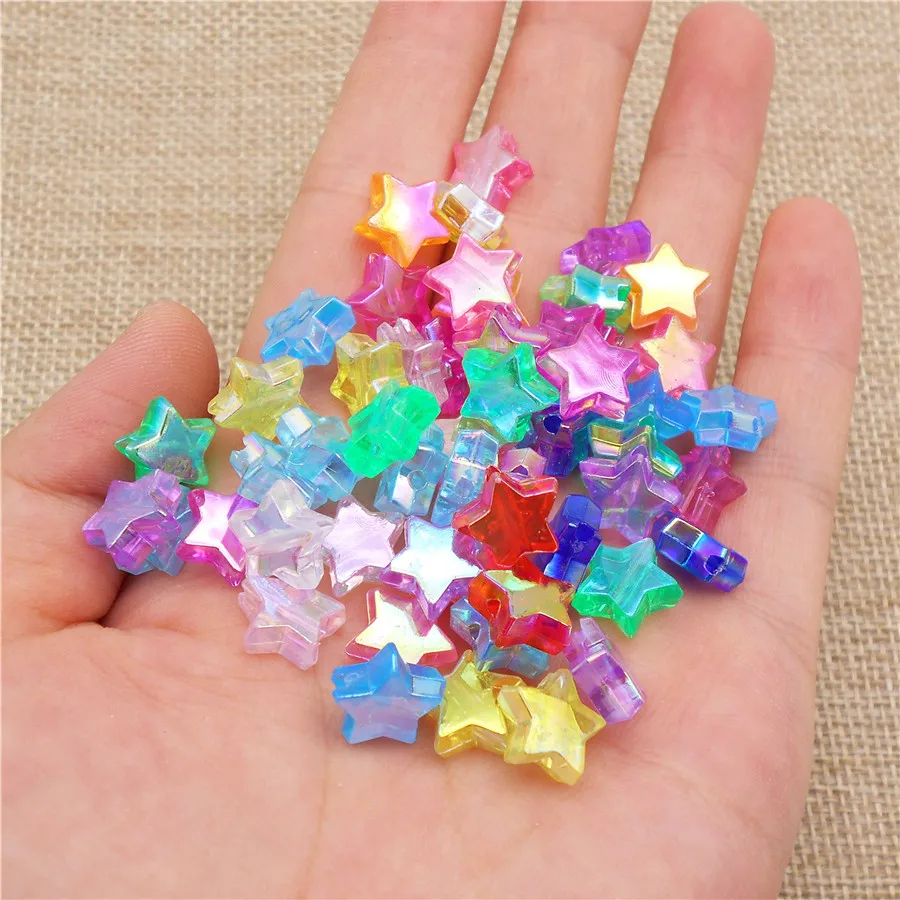 

100 шт., 11 мм пластиковые разноцветные звезды бусины смешанные цвета конфет пентаграмма распорные бусины браслет ожерелье ювелирные изделия ручной работы аксессуар