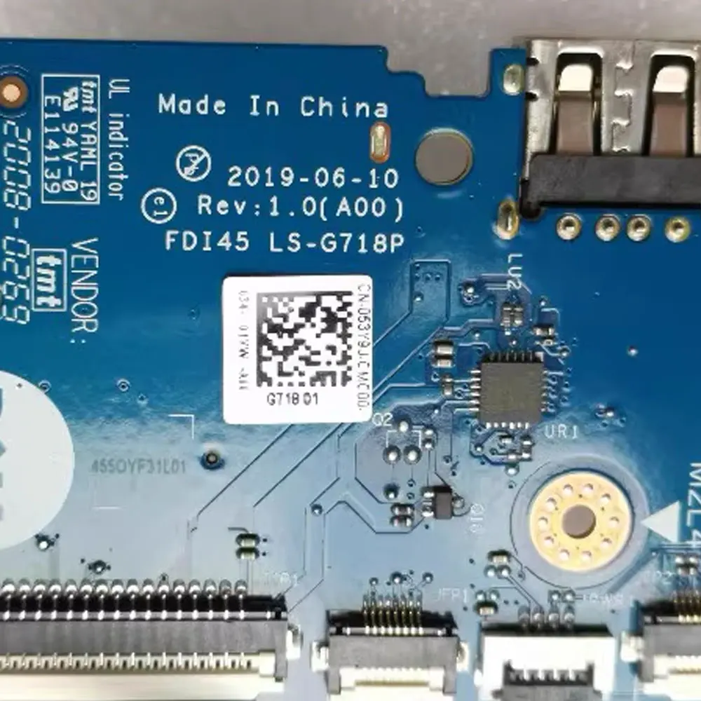 Для ноутбука Dell Inspiron 5493 5593 Vostro 3400 3401 3500 3501, USB COMS, порт для чтения карт, разъем, кнопка питания, кабель платы (art.: 3920d3f094ffb) - 3920d3f094ffb