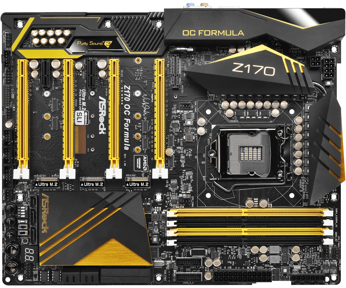 

Восстановленная материнская плата Z170 OC Formula ATX LGA1151 4x DDR4 64 Гб 6x SATA3 6 Гб/с 3xM.2 NVMe поддерживает 7-й и 6-й i7 i5 i3