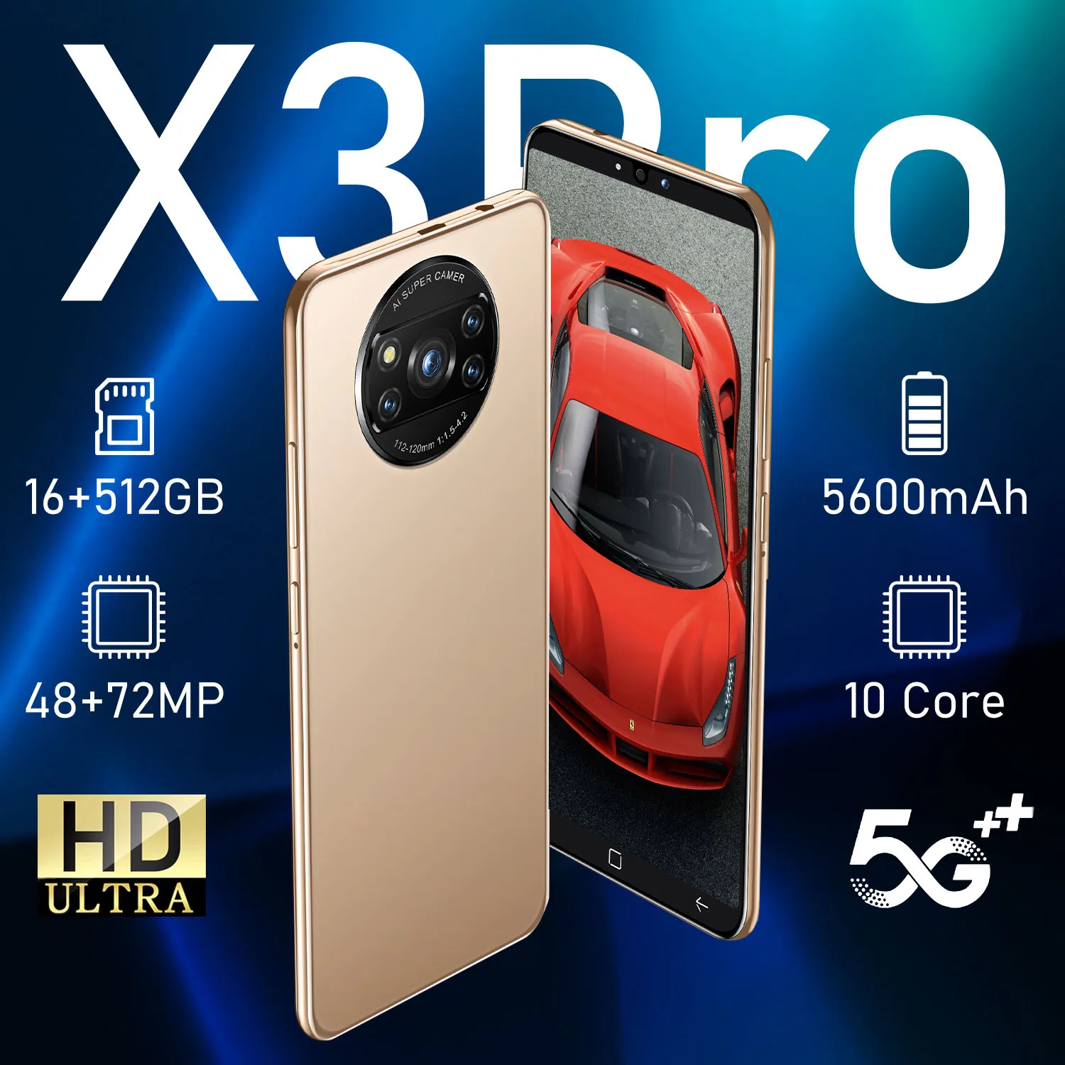 

Смартфон Celular X3 Pro, 16 ГБ, 512 ГБ, 10 ядер, разблокировка 4G