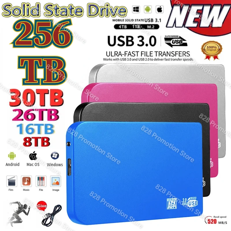 

Original High-speed 1TB SSD 2TB Portable External Solid State Hard Drive USB3.0 Interface HDD 16TB Mobile disco duro For Laptop