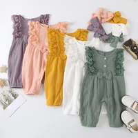 new baby girl multi color lace sleeveless jumpsuitheadband romper bodysuits baby clothing 0 2y rompers kids summer clothes