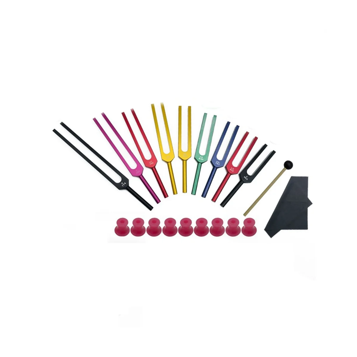 

9Pcs Colorful Aluminum Alloy Tuning Fork Set, Tuning Fork for Therapy, Sound Therapy, with Aluminum Case Pink Base