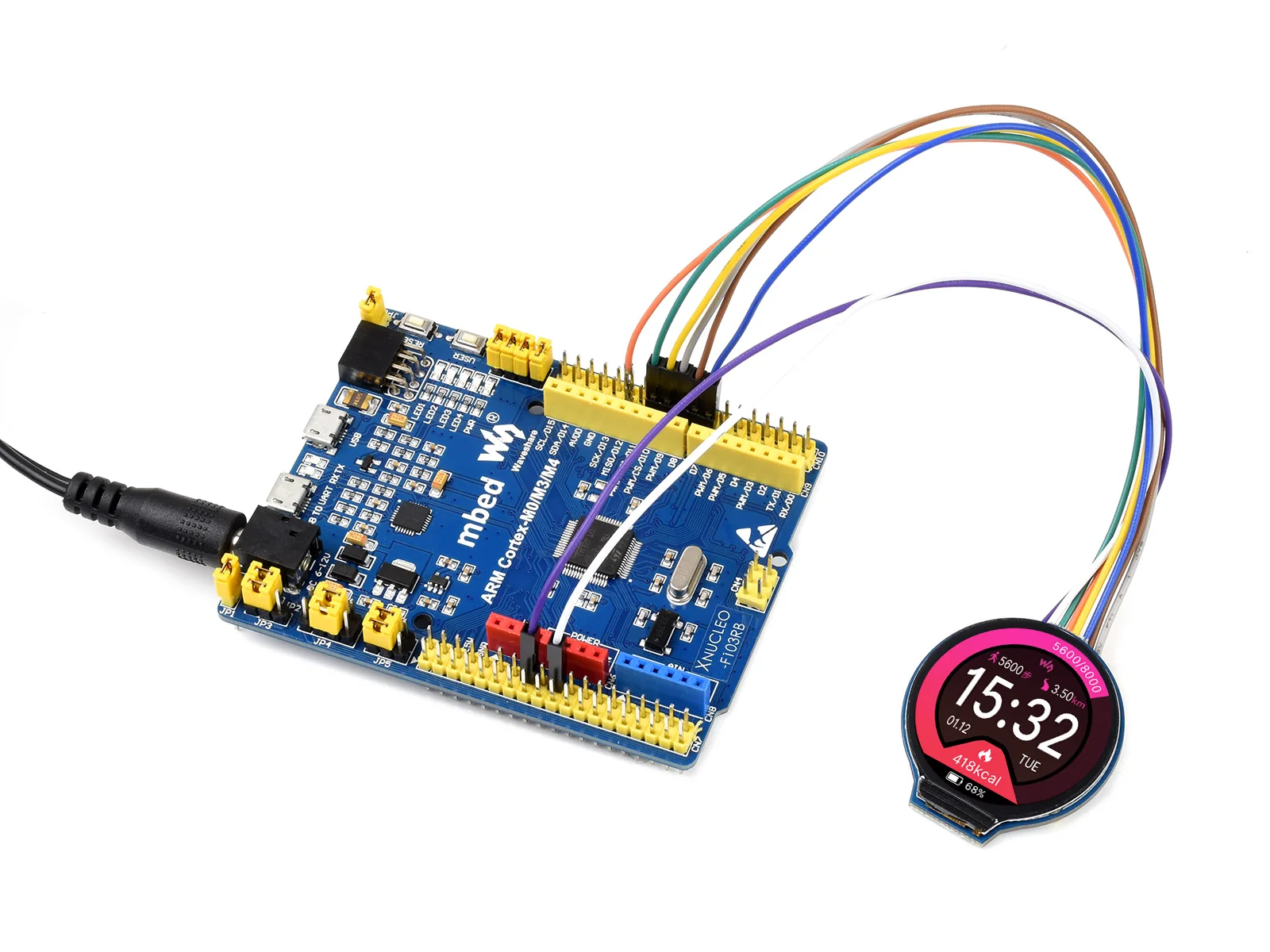 Фото Модуль круглого ЖК-дисплея Waveshare 1,28 дюйма, 65 тыс. цветов RGB, 240x240, интерфейс SPI, поддержка Raspberry Pi/Jetson Nano/Arduino №3