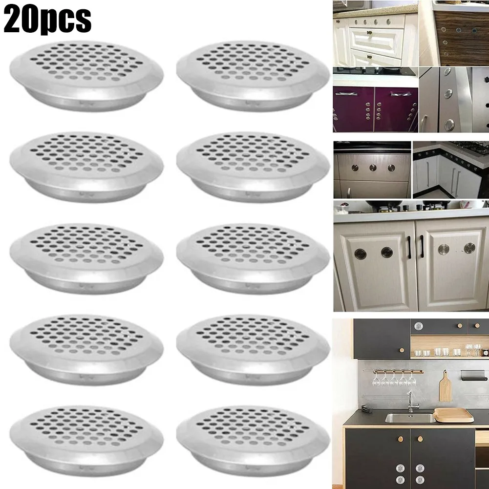 

20PC Stainless Steel Air Vent Grille / Wardrobe Cabinet Metal Ventilation Plug Stainless Steel For Cabinet Shoe Cabinets