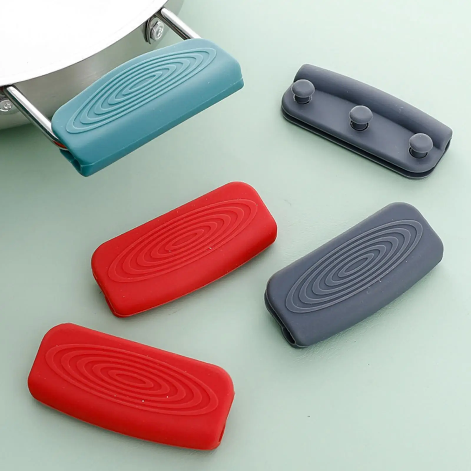 

1 Pair Of Silicone Handles Anti-scalding Silicone Accessories Heat Insulation Kitchen Cover Pot Handle Handle Cove H3v6