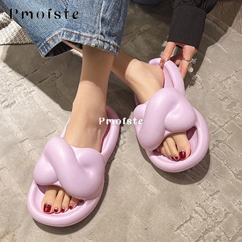 Summer Twine Slippers for Women 2023 New Cute EVA Slippers Comfortable Thick Soled Non-slip House Shoes Bathroom Slippers