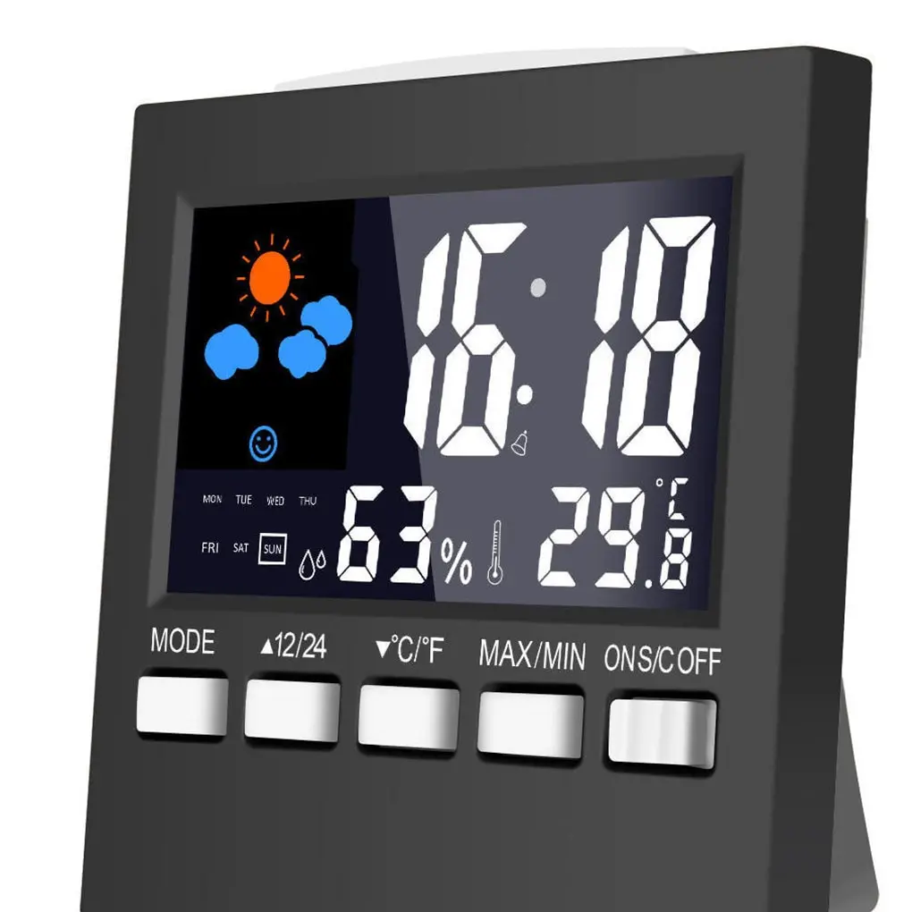 LCD Alarm Clocks Digital Sound Control Backlight Clock Date Calendar Thermometer Hygrometer LCD Desk Table Clock