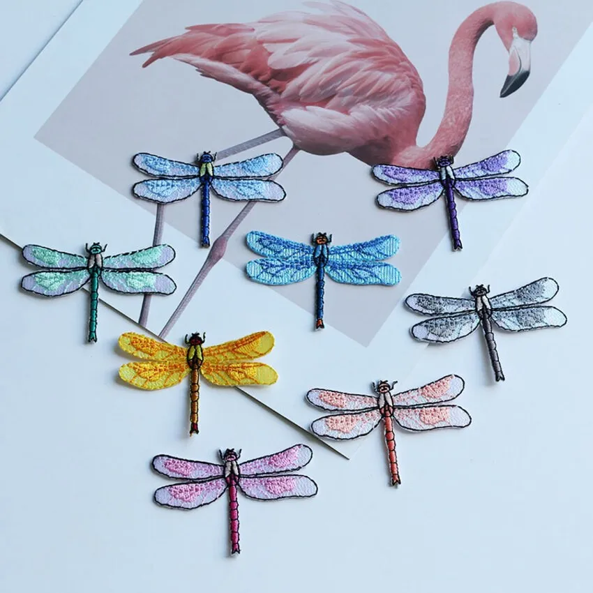 

Iron On Patches Badges on Backpack Dragonfly Sewing Accessories Embroidery Sticker Dress Badge for Clothing on Clothes Transfer