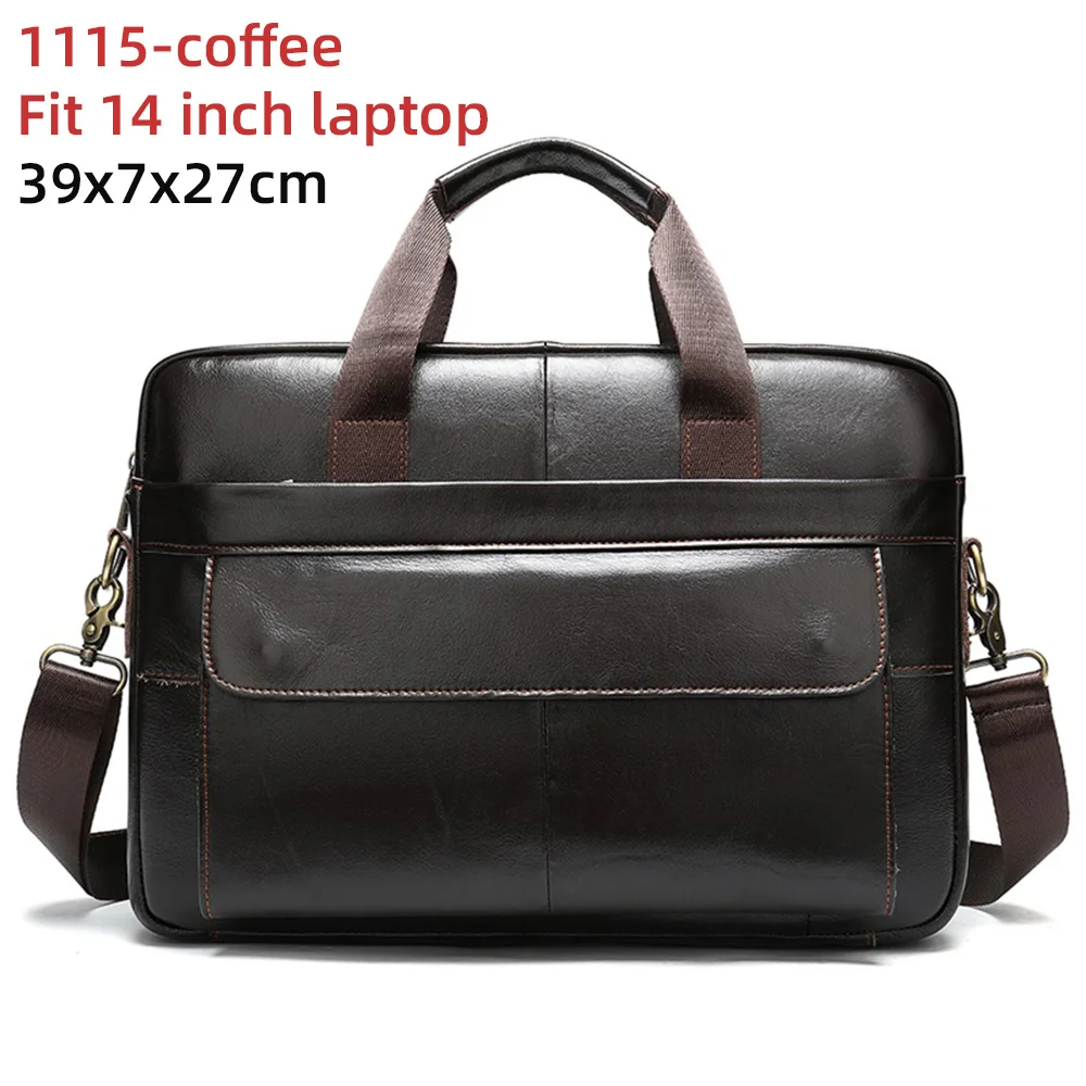 

Men's Briefcases Messenger Bag Men's Genuine Leather 14'' Laptop Bag Man Leather Office Business Bags for Document 8572