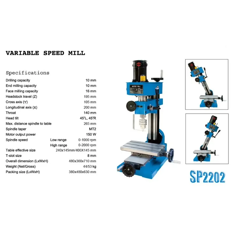 Фото 【Хит продаж】Новейший фрезерно-сверлильный станок Mini 16 мм SP2203 SX2 Sieg Origin с бесщеточным двигателем №3