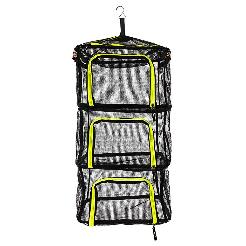 

Drying Net with Hook 4-Layered Outdoor Hanging Mesh with Zipper Large Capacity Net Dryer with Storage Bag for Outdoor Camping