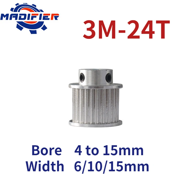 

BF Type 24 Teeth 3M Timing Pulley Bore 4/5/6/6.35/7/8/10/12/12.7/14/15mm for 6/10/15mm Width Belt Used In Linear Pulley