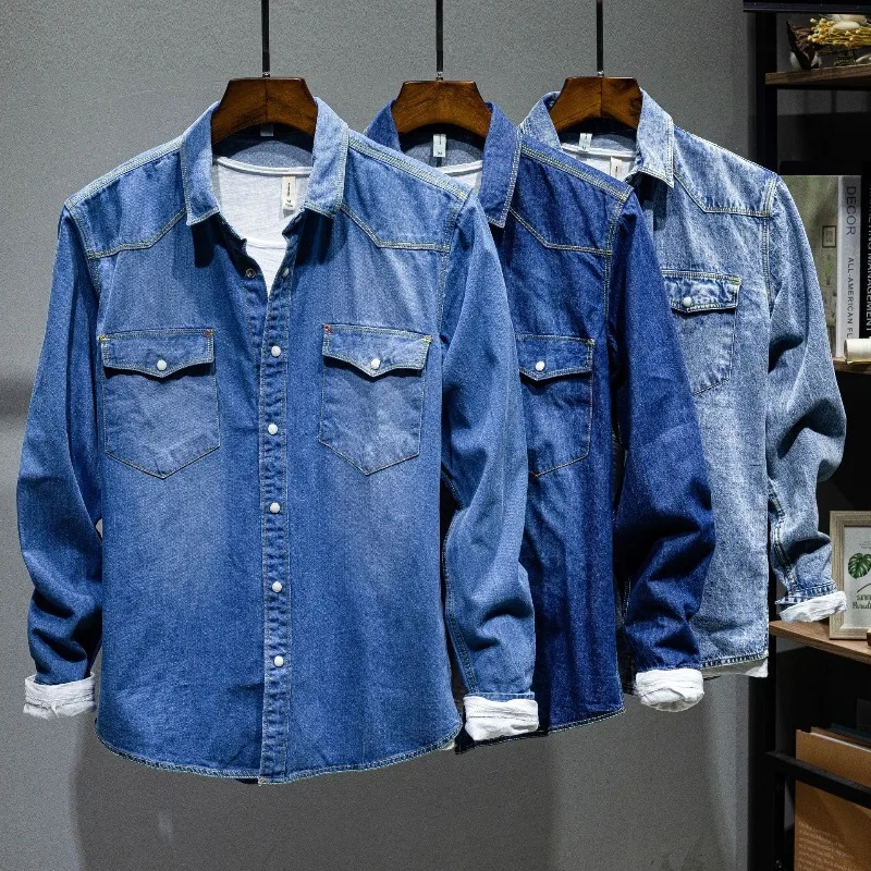 

Autumn New Men's Denim Shirt Long Sleeve Fashion Loose Shirt Casual Jacket
