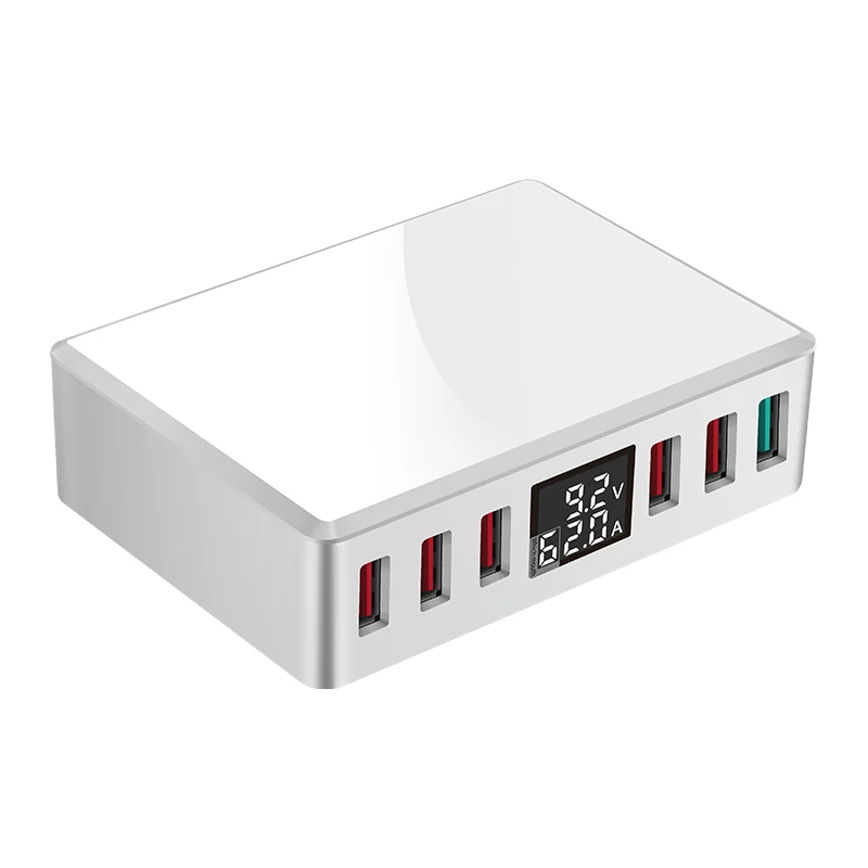 

iLEPO 40W 6 Ports USB Fast Charger For iPhone Samsung Xiaomi HUAWEI QC3.0 Quick Charging Station Current Voltage Display Charger