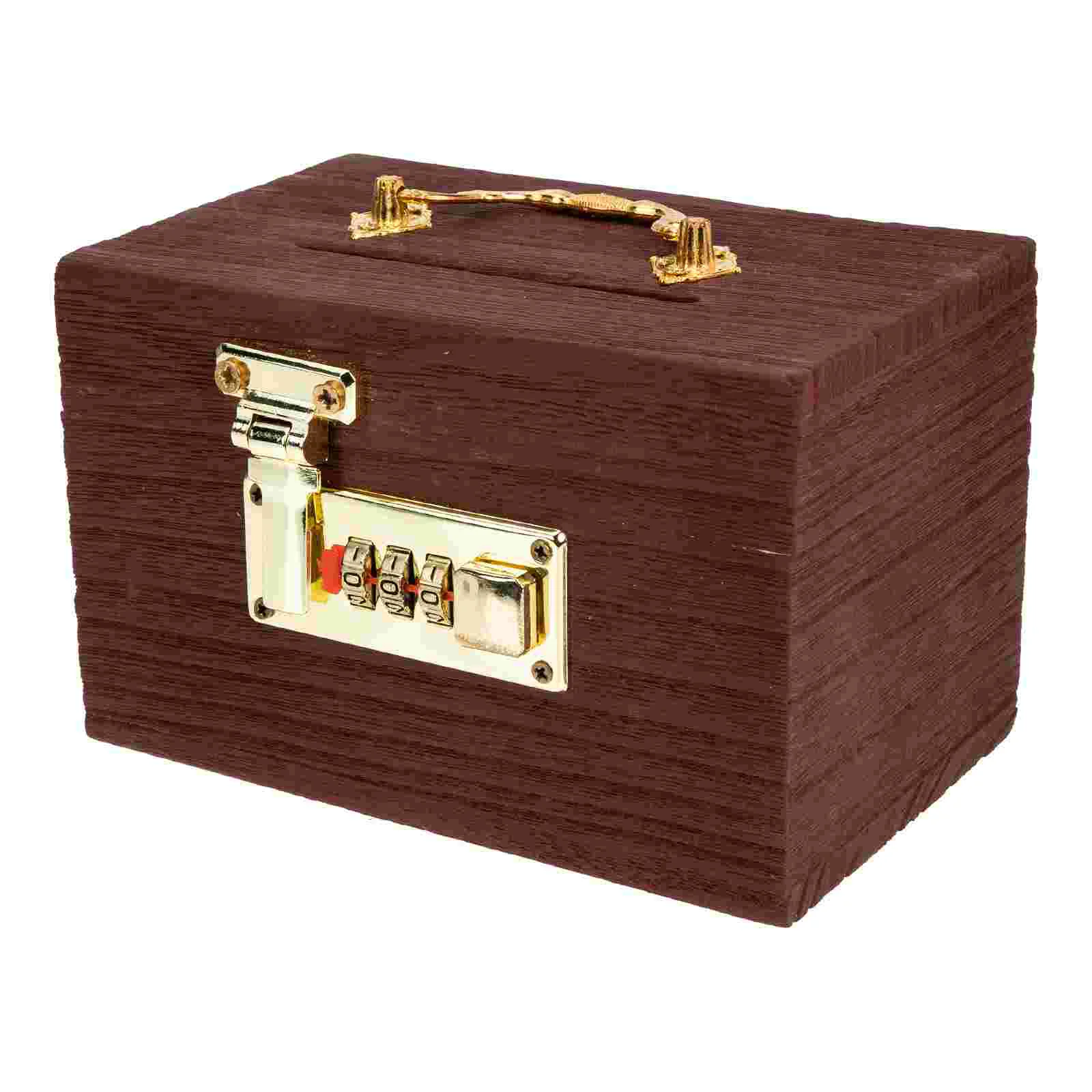 

Box Treasure Wooden Pirate Lock Wood Bank Jewelry Cash Trinket Case Storage Piggy Money Coin Vintage Keepsake Decorative Kids