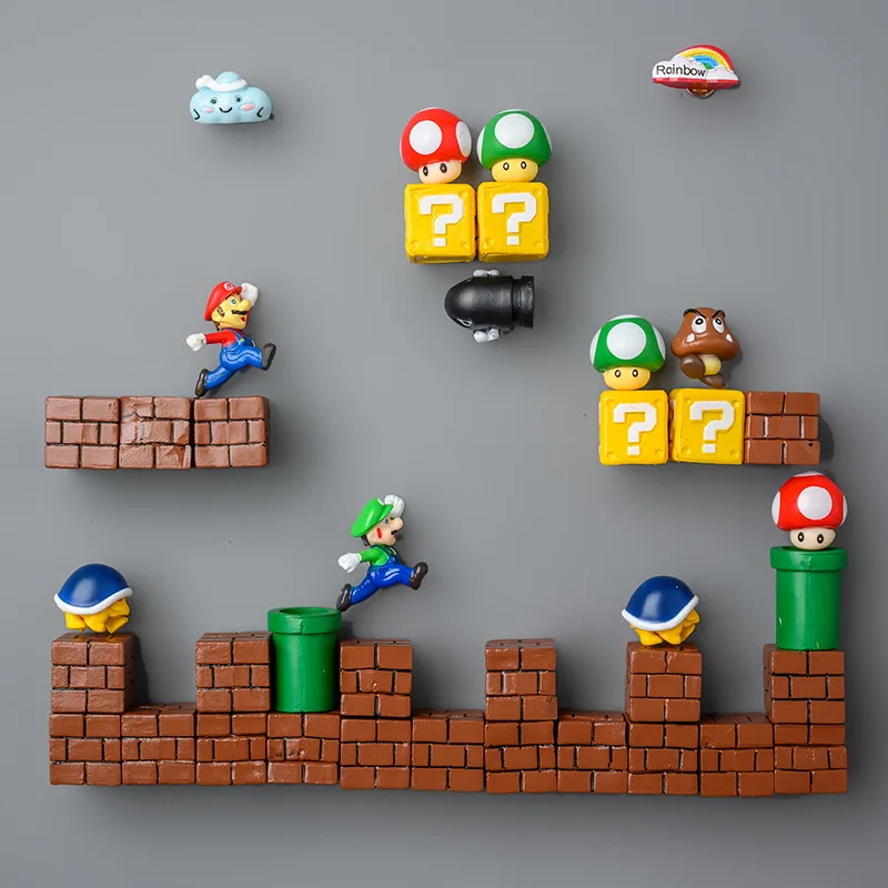 

Super Mario Cartoon Fridge Magnet Yoshi Wario Mario Creative Funny Refrigerator Magnet Decoration DIY Three-dimensional Magnet