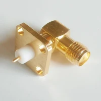 5x pcs high quality rf connector sma female jack deck solder 90 degree right angle with 4 hole flange chassis panel mount