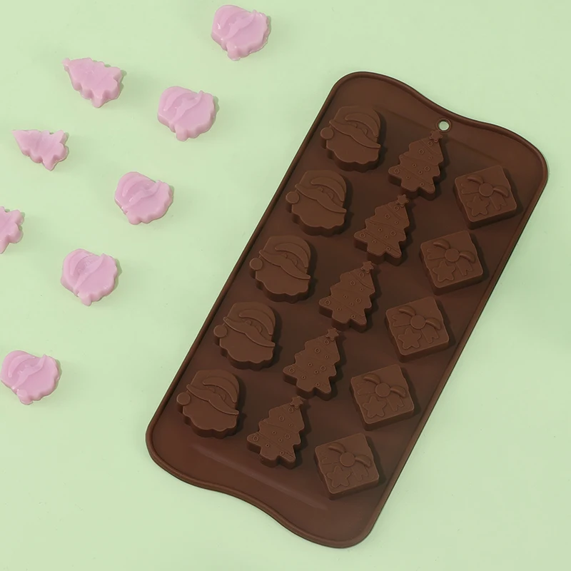 

Silicone Mold Christmas Chocolate Candy Fudge Baking Kit Xmas Tree Santa Gift Pattern Chocolate Maker Soap Candle Decoration