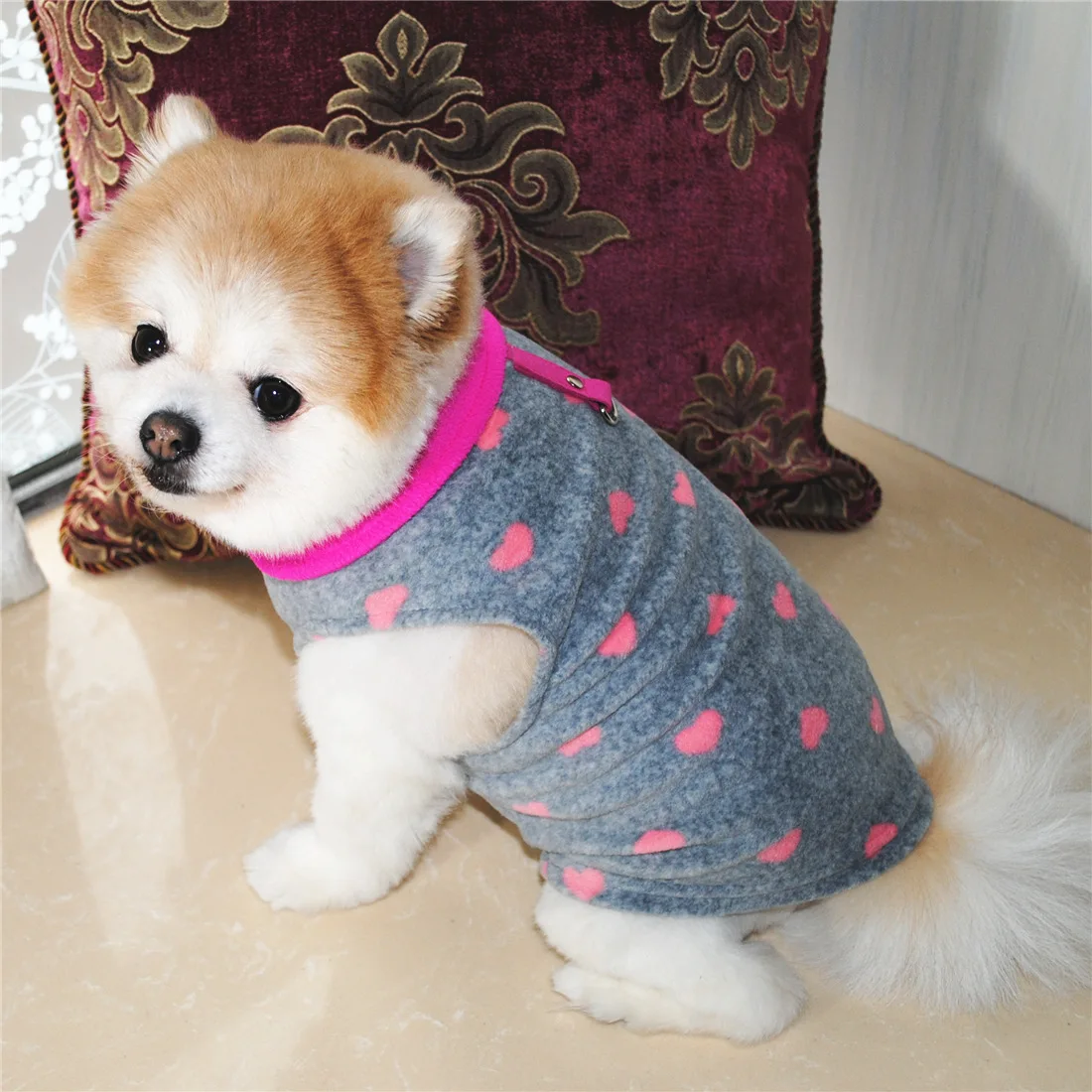 

Dog Winter Clothes for Small Dog Brushed with Tow Buckle Dog Costume Designer Dog Clothes Casual Stand Collar Chihuahua Clothes