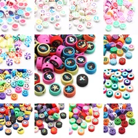 mix color flat round clay beads cartoon polymer loose spacer beads for diy jewelry making handmade necklace bracelet accessories