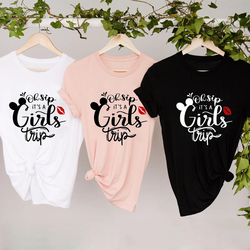 Fashion Clothes Summer Spring Tee Ladies Clothing Short Sleeve Graphic T Shirt Oh Ship Its A Girls Trip Women T-shirt Female Top