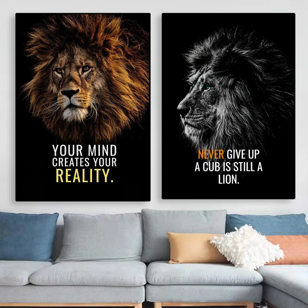 

Animal HD Print Poster Motivational Never Give Up Poster The Office Wall Art Canvas Painting Home Quote Picture Bedroom Decor