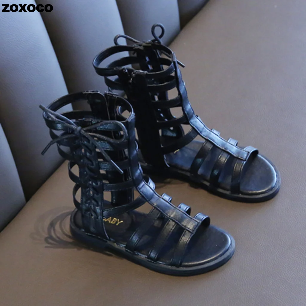 Zoxoco Sandals Toddler Infant Kids Baby Girls Summer Roman Princess Shoes Gao Bang Open Toe Zip Sandals Children Sandals Girls