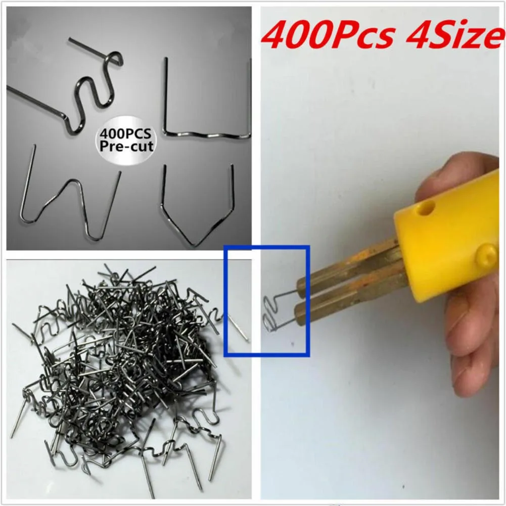 

400pcs Hot Stapler Staples For Plastic Welder Tool Car Damaged Bumper Repair Kit Wave Staples Silver For Hot Plastic Repair