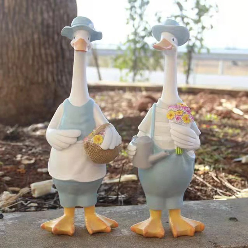 

Креативная мультяшная статуя животного, утка из смолы, уличная садовая композиция, ландшафтное украшение, пруд, двор, газон, Декор