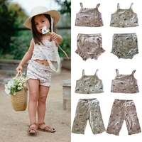 girls camisole summer new print cute girls short sleeve shorts two piece cotton floral top girls clothing childrens clothing